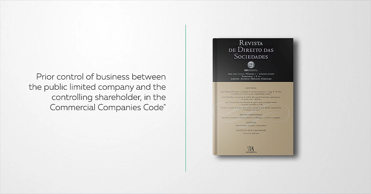 Prior control of business between the public limited company and the controlling shareholder, in the Commercial Companies Code