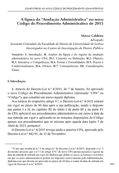 A figura da Anulação Administrativa no novo Código do Procedimento Administrativo de 2015
