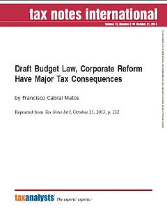 Draft Budget Law, Corporate Reform Have Major Tax Consequences