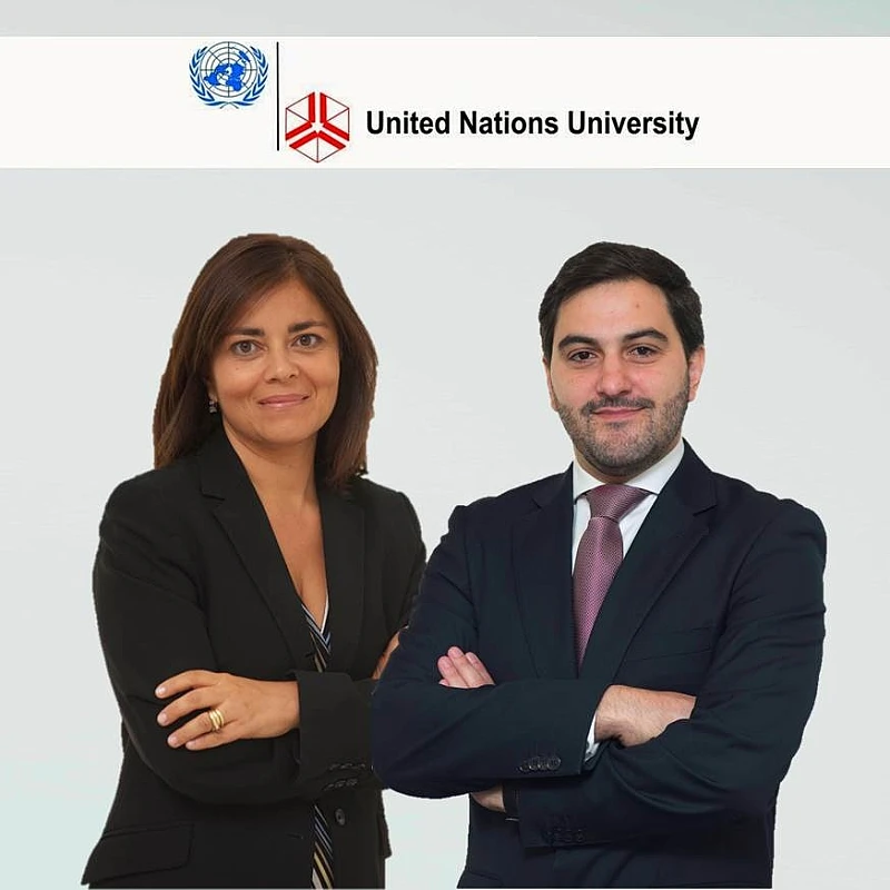 Magda Cocco e Tiago Bessa num evento realizado na Universidade das Nações Unidas 