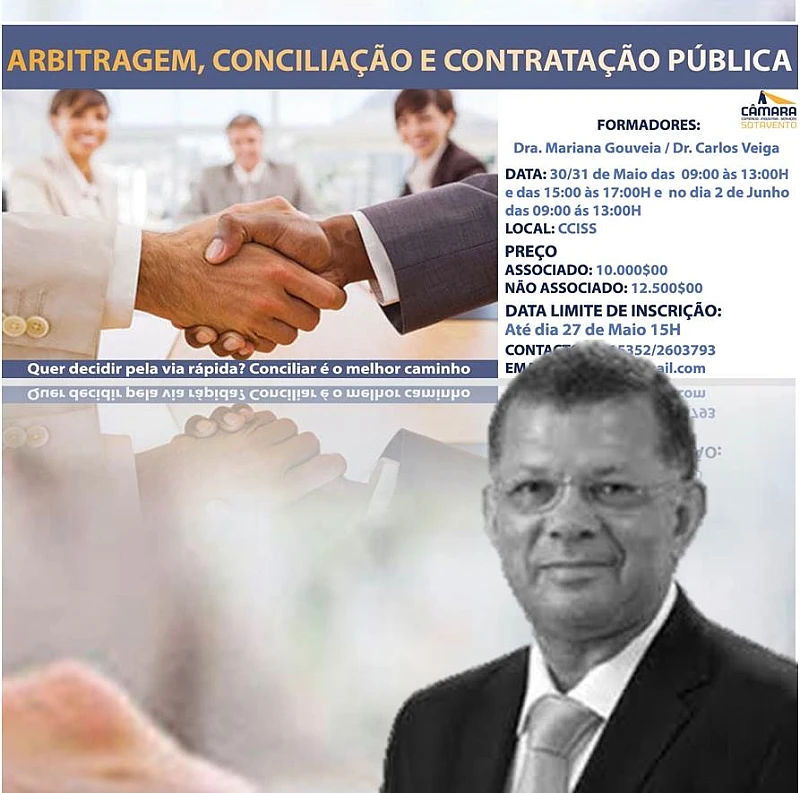 Carlos Veiga orador em formação em Arbitragem, Conciliação e Contratação Pública